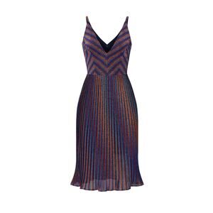 NWT Dress the Population Multicolor Metallic Stripe Midi Dress